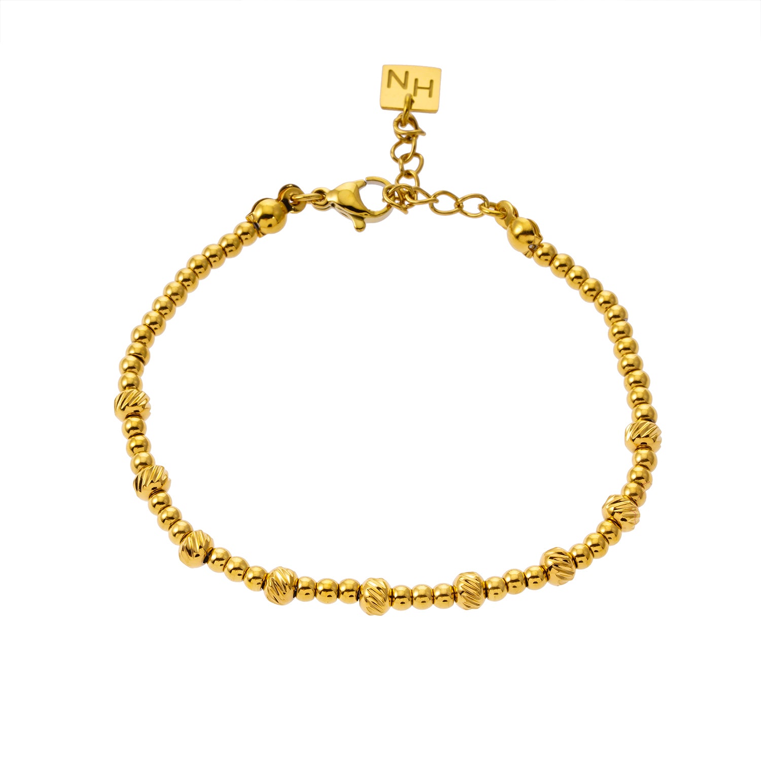 Style ANNABETH 7580: Twin-Bead Fusion Gold Chain Bracelet.