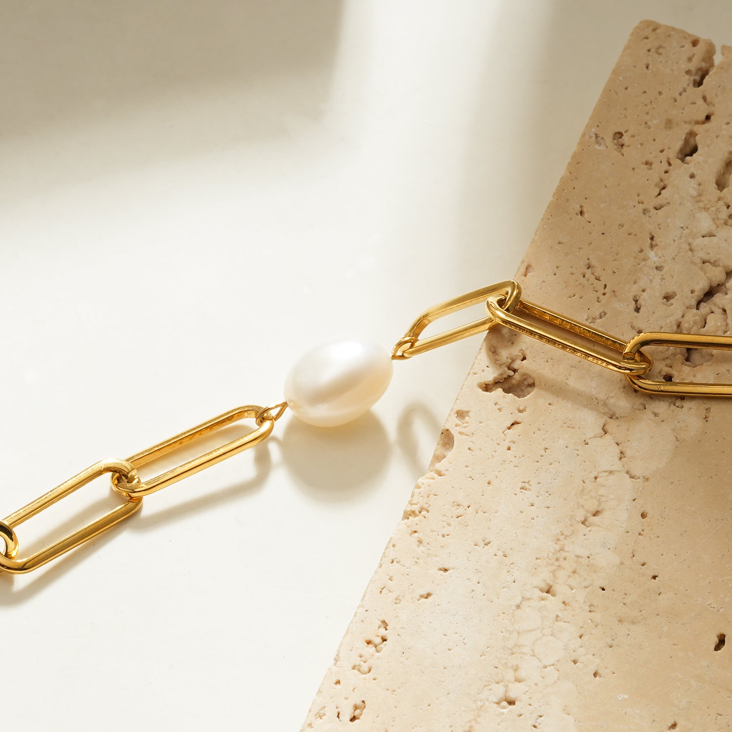 TIMEA Bracelet: Gold Paper Clip Chain Bracelet featuring a