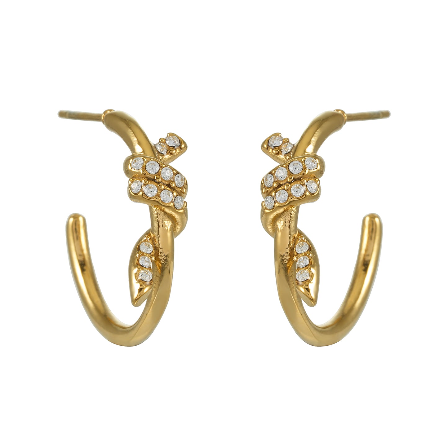 ALINA Gold: Sculptural Knotted Pavé Zirconia Earrings – Luxe Modern Style
