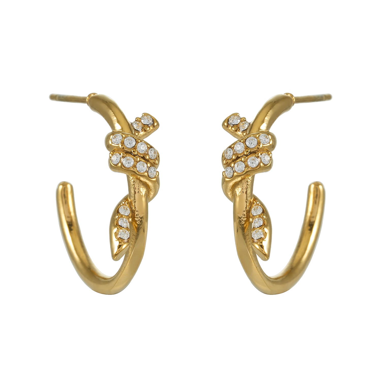 ALINA Gold: Sculptural Knotted Pavé Zirconia Earrings – Luxe Modern Style
