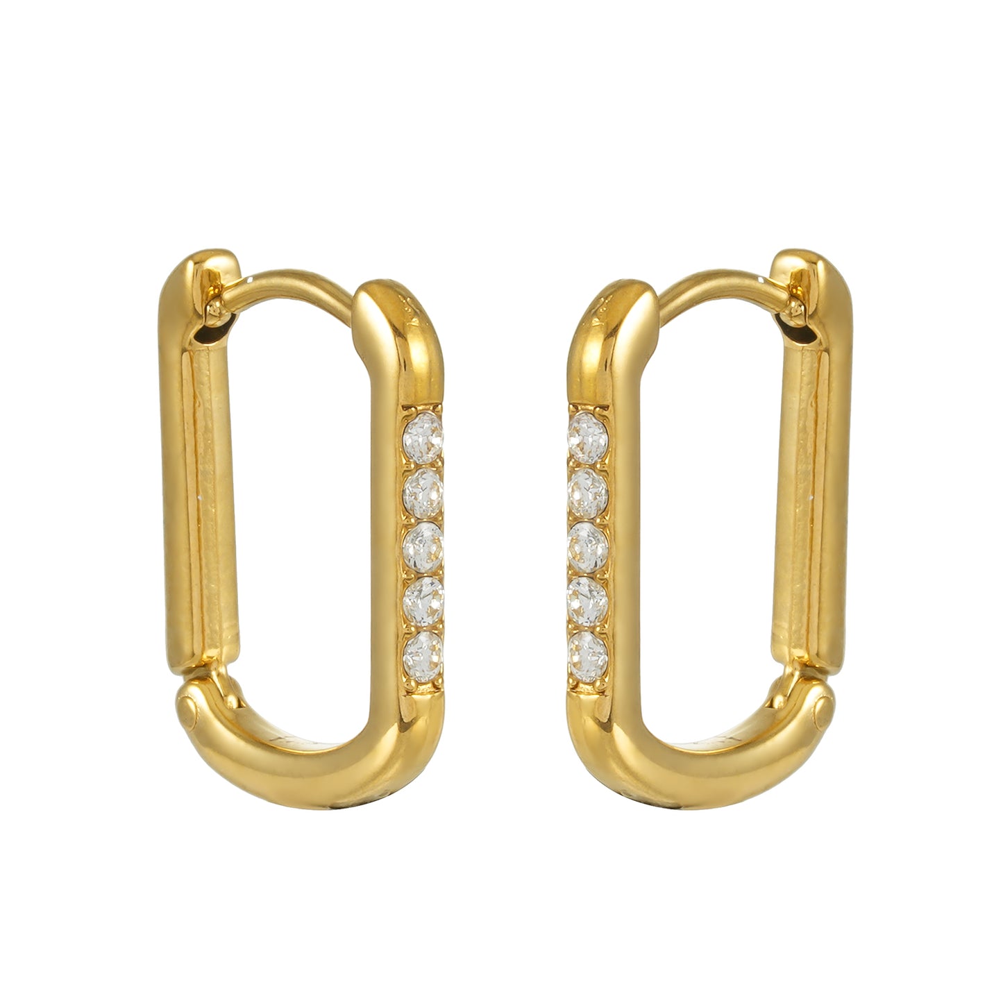 DEEQA Gold: Pavé Zirconia Rectangle Hoop Earrings