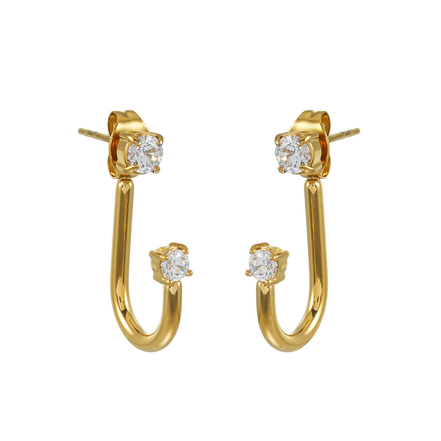 ELIANA Gold: Double Zirconia Ear Jacket Earrings