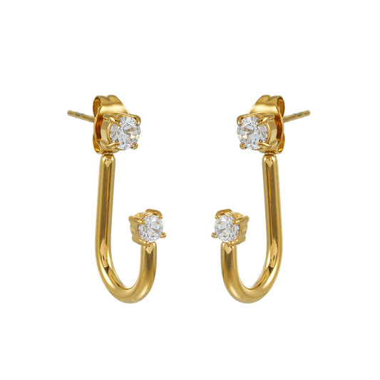 ELIANA Gold: Double Zirconia Ear Jacket Earrings