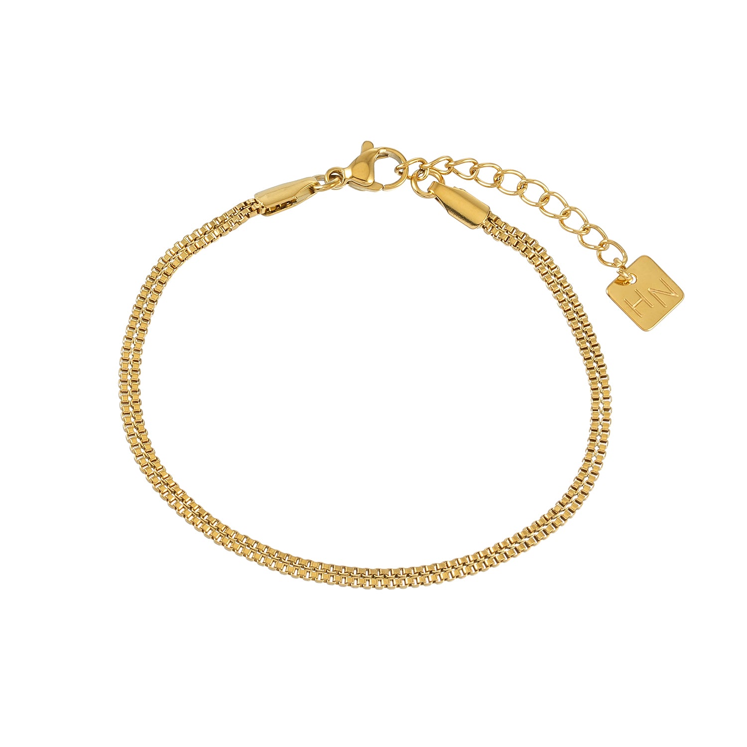 MANAIA Gold: Industrial Chic Double Row Box Chain Bracelet