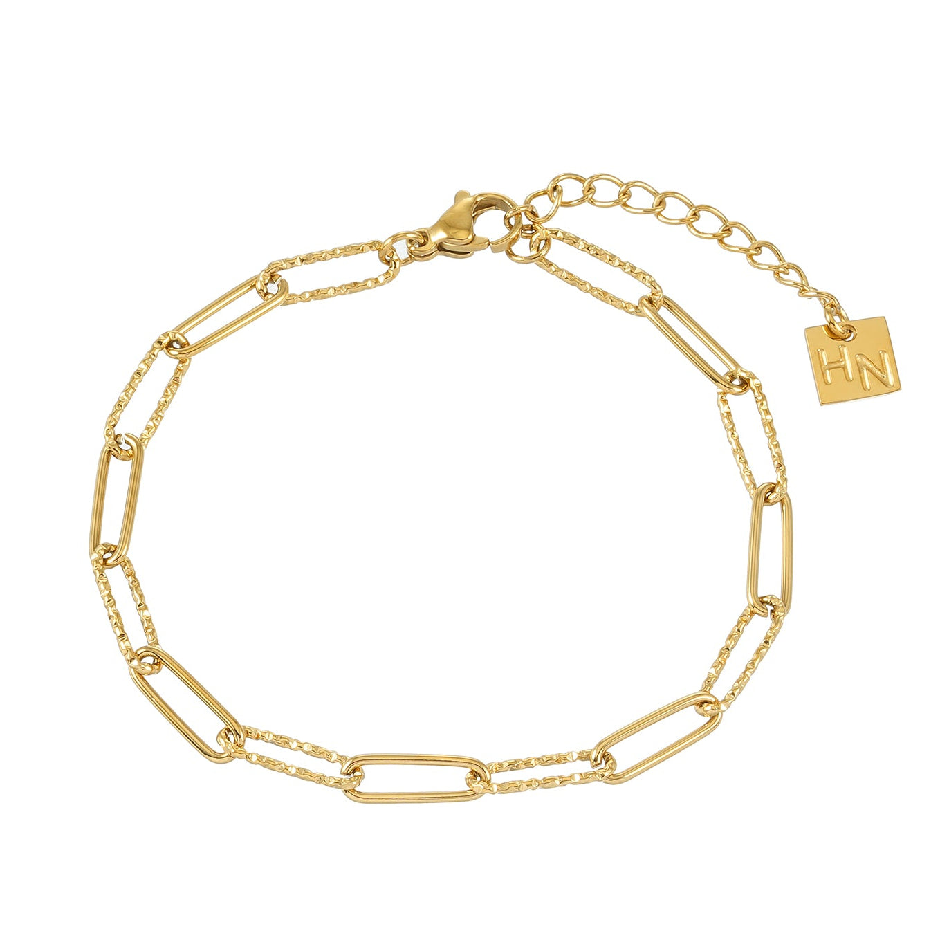 MAEVA Gold: Mixed Smooth & Textured Paperclip Link Bracelet