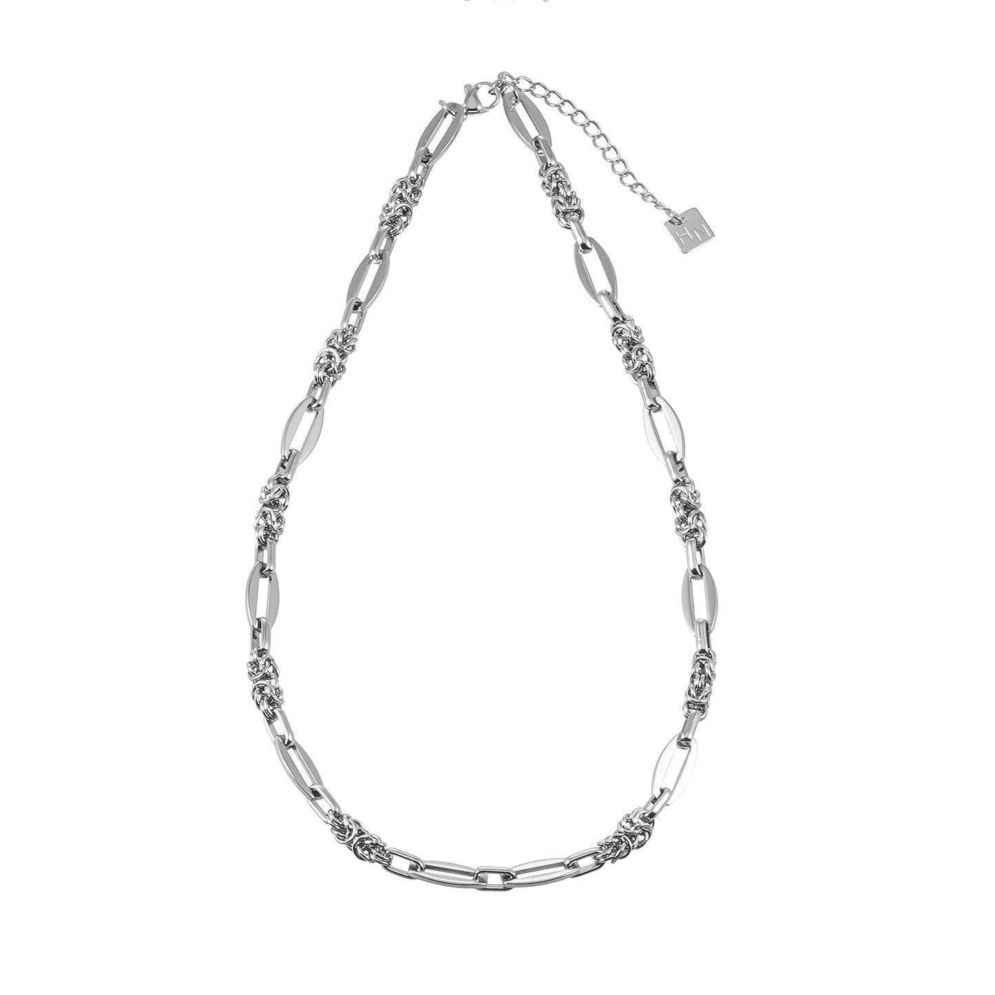 MATERA Silver (White Gold): Mixed Link Chain Necklace