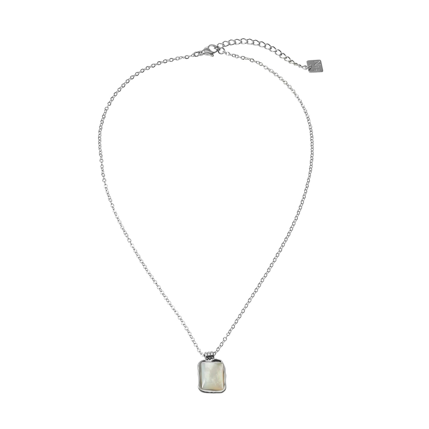 MAUI Silver: Vintage-Inspired Rectangle Shell Pendant Chain Necklace