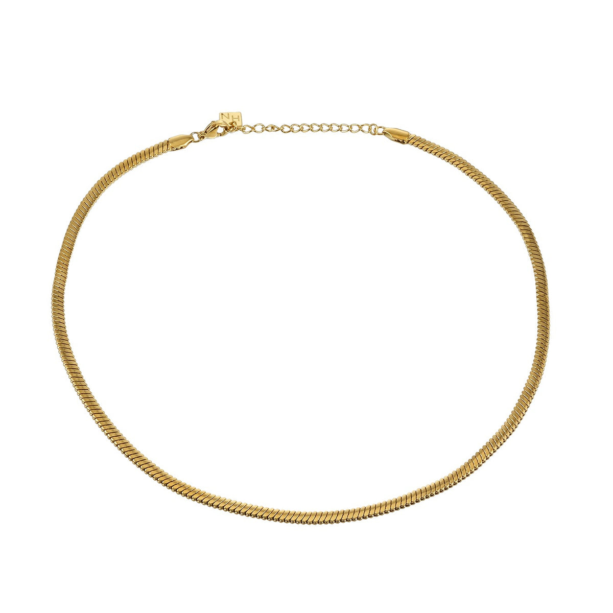 TEUILA Gold: Herringbone Textured Chain Necklace