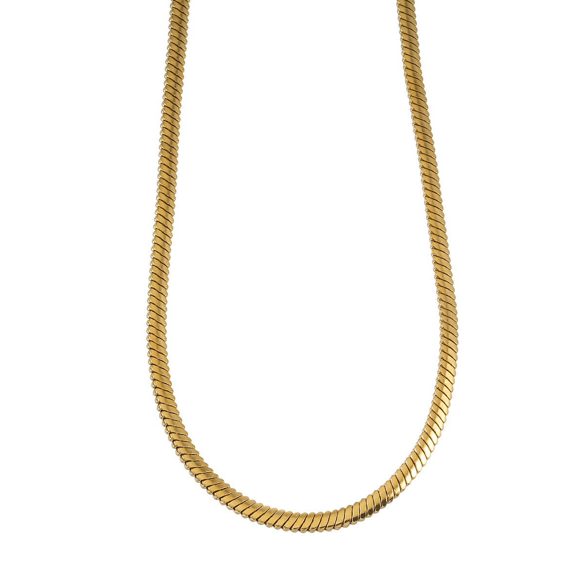 TEUILA Gold: Herringbone Textured Chain Necklace
