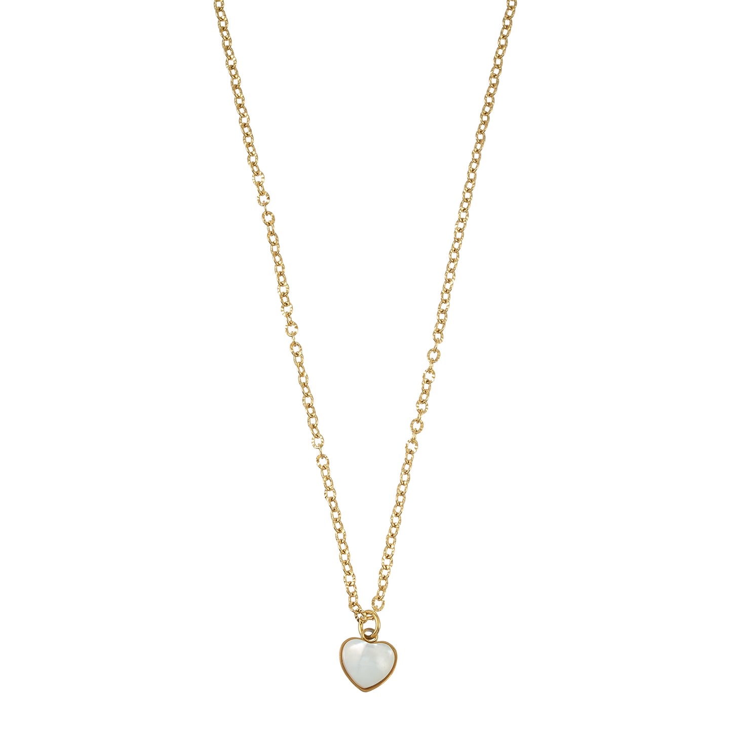 KOKUM Gold: Dainty Chain Necklace with Mini Shell-Encased Heart Charm Pendant — A Little Love to Hold Close