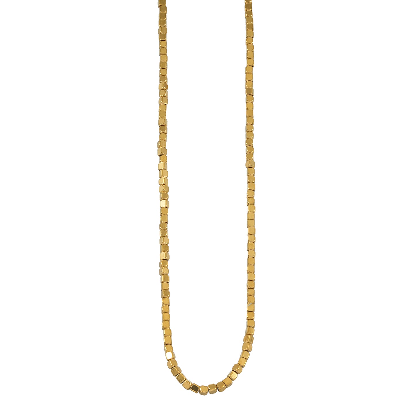 RATA Gold: Square Beaded Dainty Chain Necklace