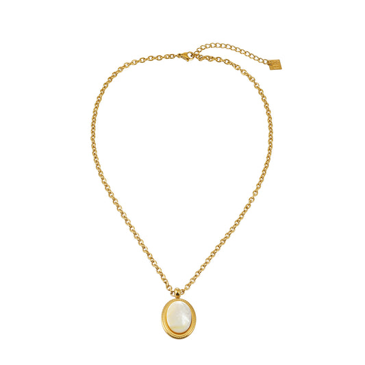 KEAKI Gold: Mother-of-Pearl Oval Pendant Necklace