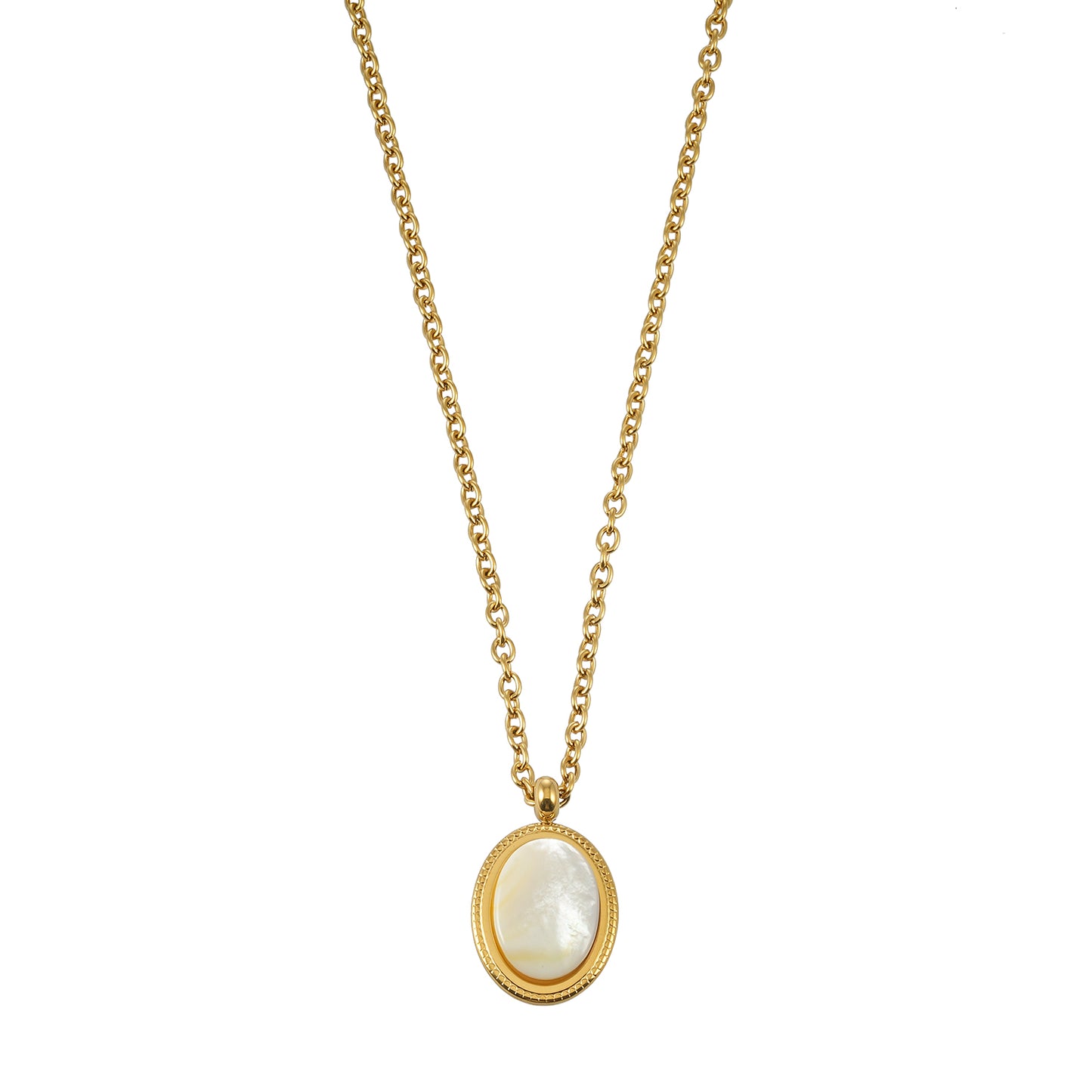 KEAKI Gold: Mother-of-Pearl Oval Pendant Necklace