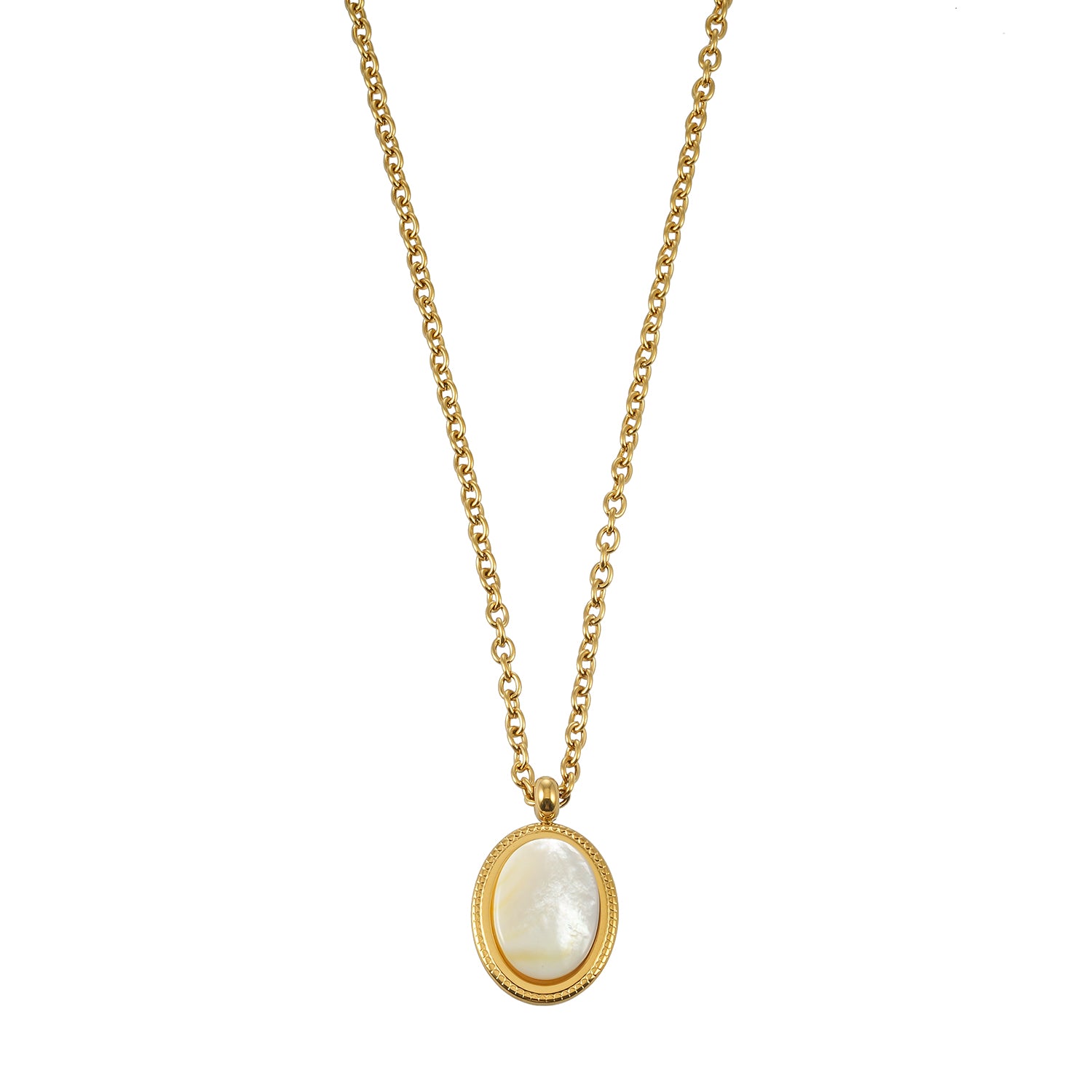 KEAKI Gold: Mother-of-Pearl Oval Pendant Necklace