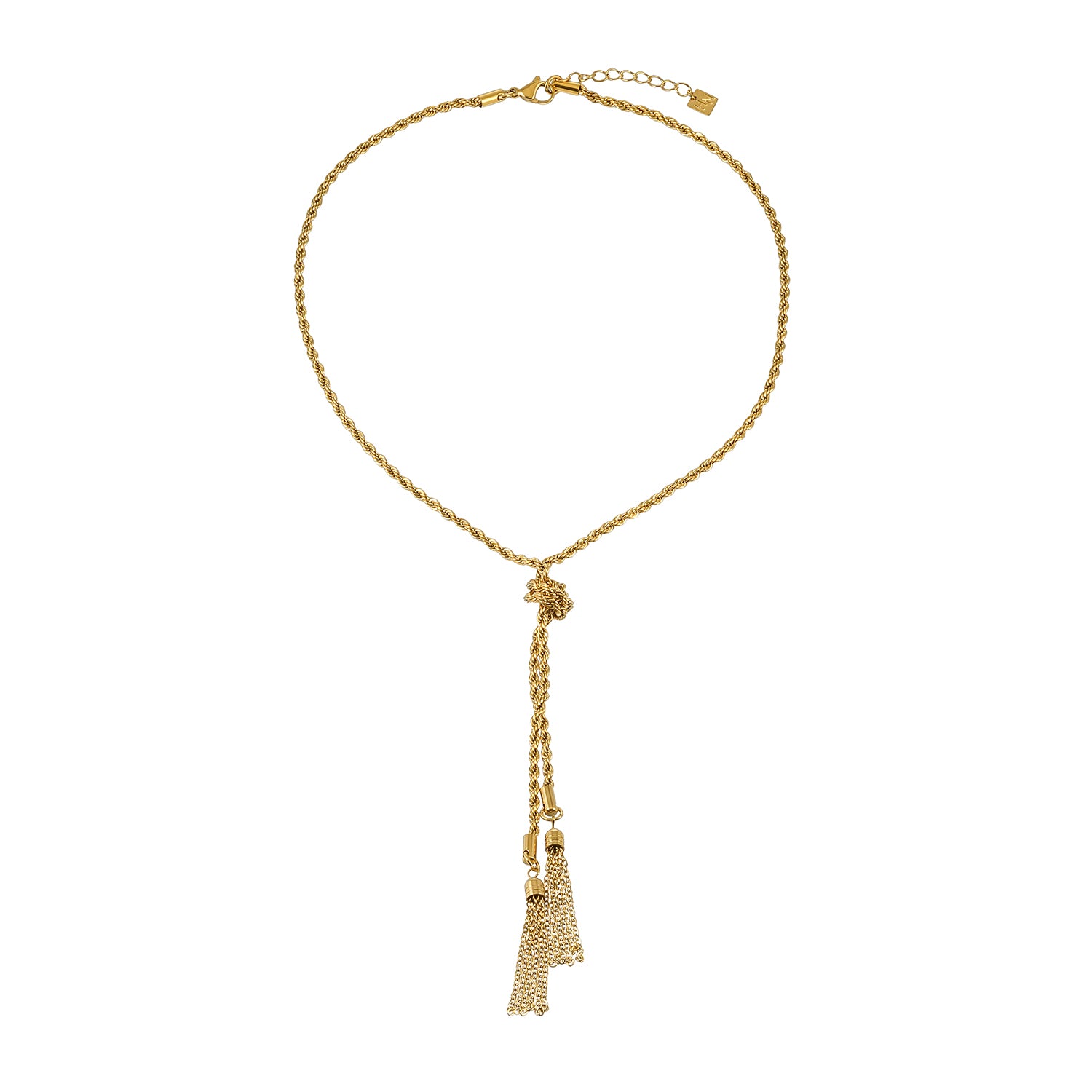 PIO Gold: Rope Chain Tassel Y-Necklace for Women – Adjustable Dainty Lariat Drop Statement Jewelry Perfect for Layering