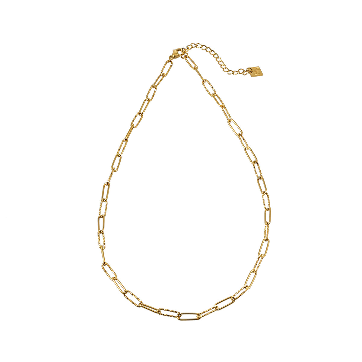 KEOLA Gold: Dailywear Essential Mixed Textures Paper Clip Chain Necklace $25