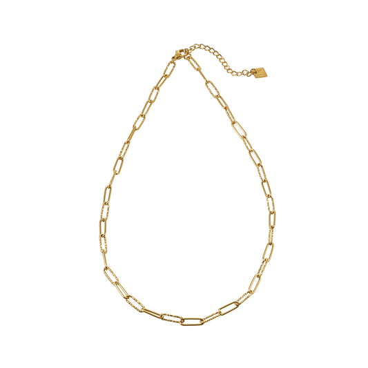 KEOLA Gold: Dailywear Essential Mixed Textures Paper Clip Chain Necklace $25