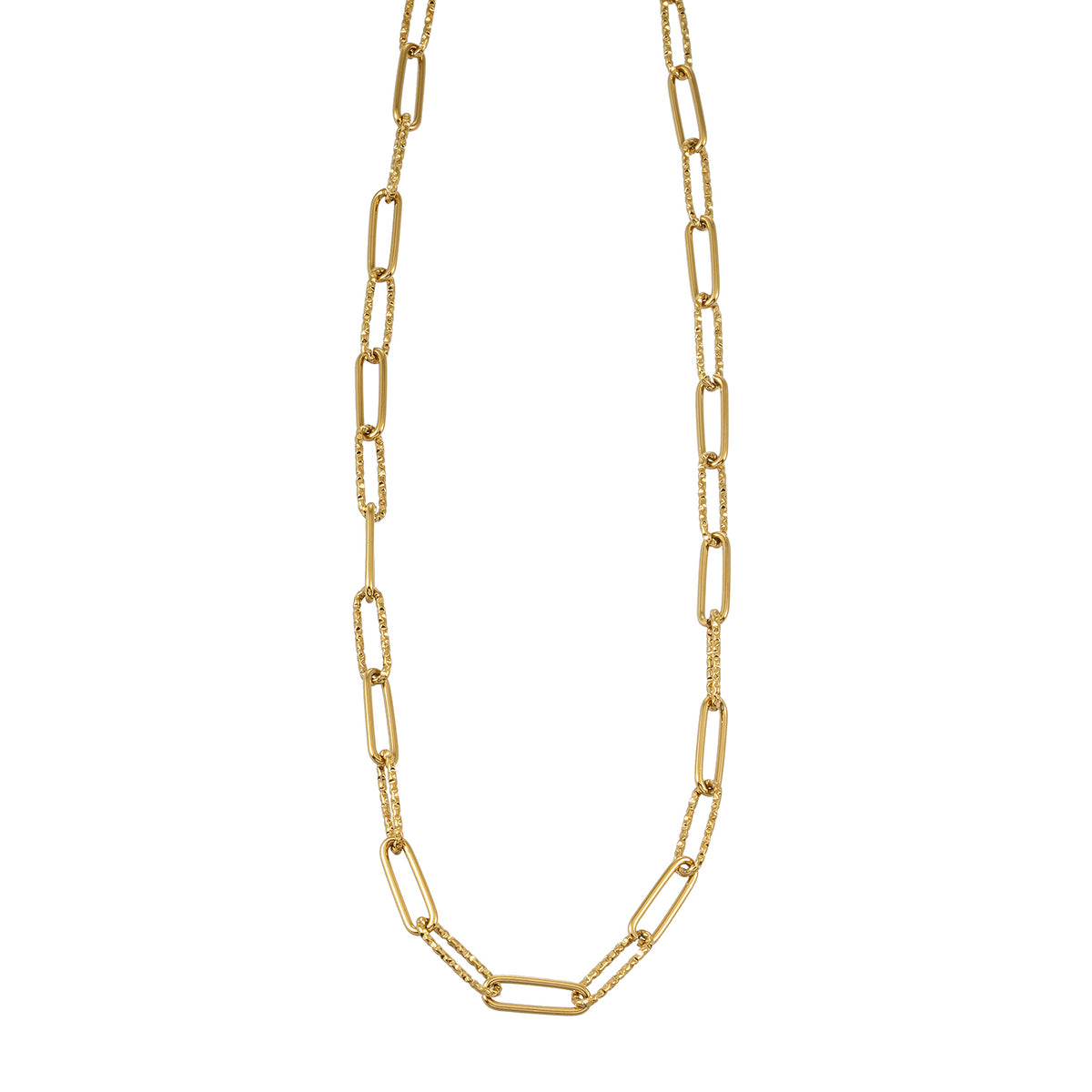 KEOLA Gold: Dailywear Essential Mixed Textures Paper Clip Chain Necklace $25