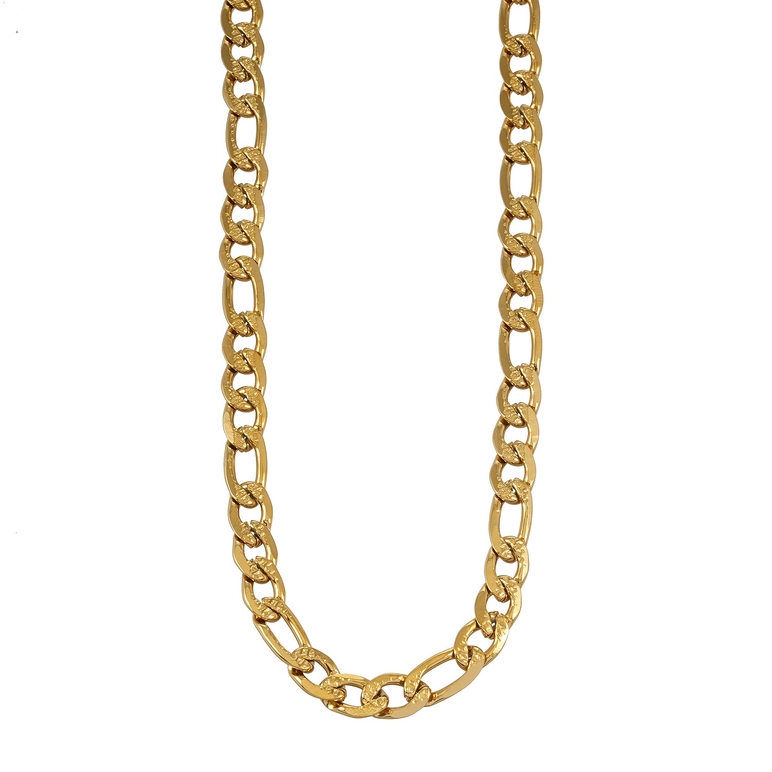 PUA Gold: Textured Figaro Chain Necklace