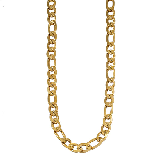 PUA Gold: Textured Figaro Chain Necklace