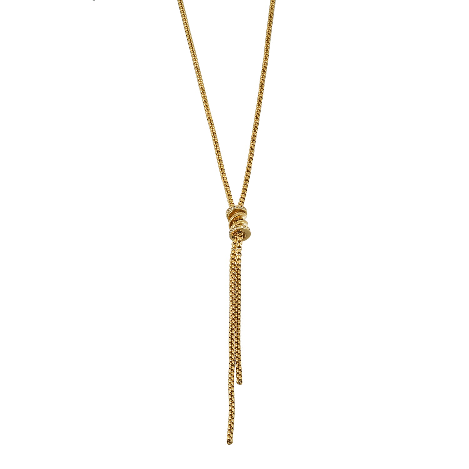 MAHANA Gold: Adjustable Gold Lariat Necklace with Sliding Bead & Tassel Drop – Modern Minimal Statement