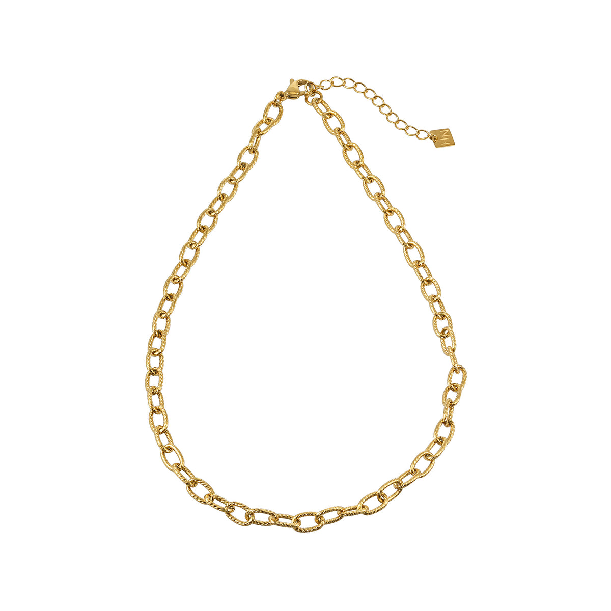 KYA Gold: Twisted Oval Link Chain Necklace