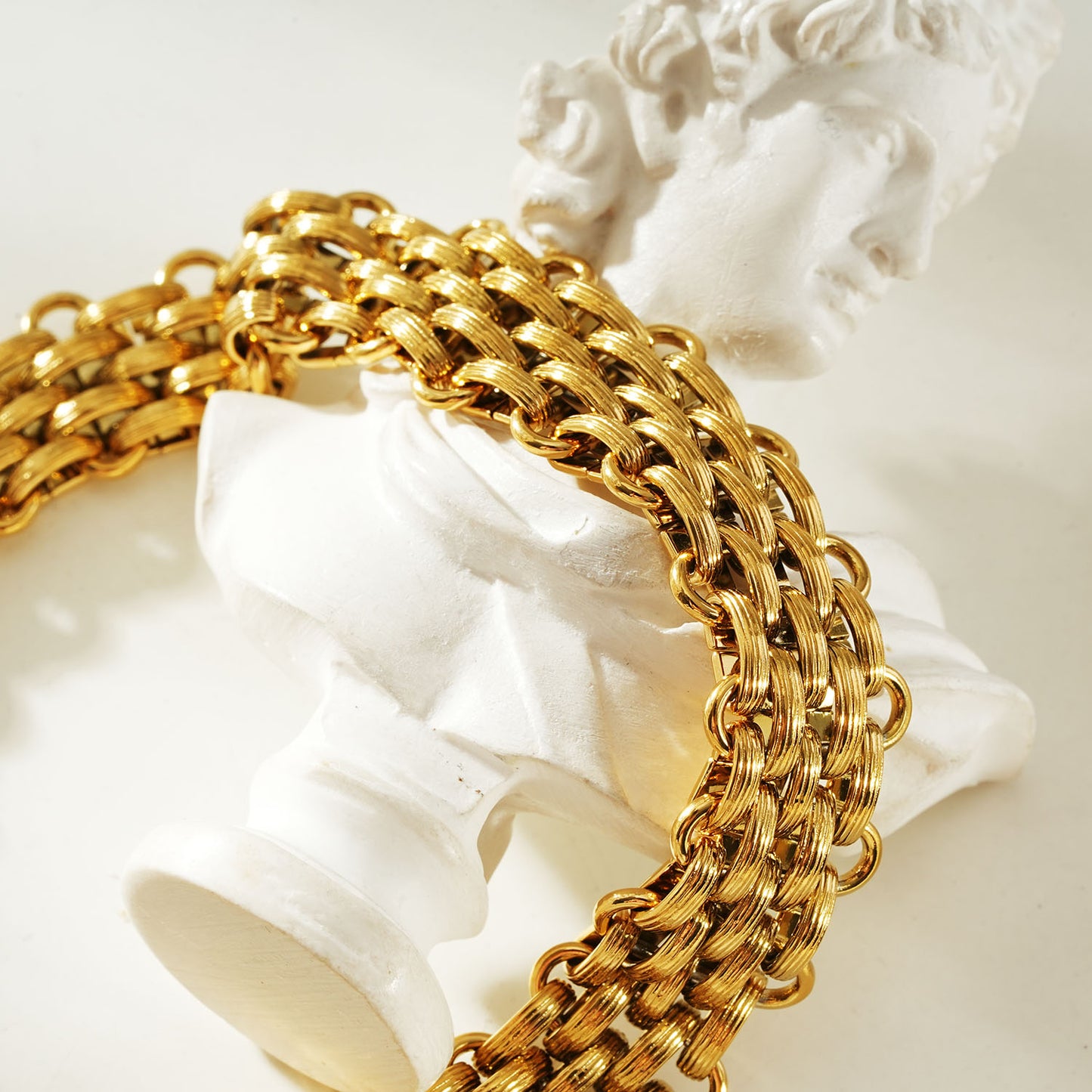 CARPI Gold: Bold Italian Vintage Woven Textured Statement Bracelet