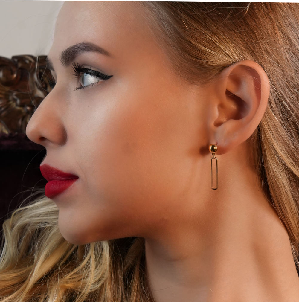 Hackney-nine | Style DULCE 81264: Contemporary Paper-Clip & Ball-Bead Earrings.