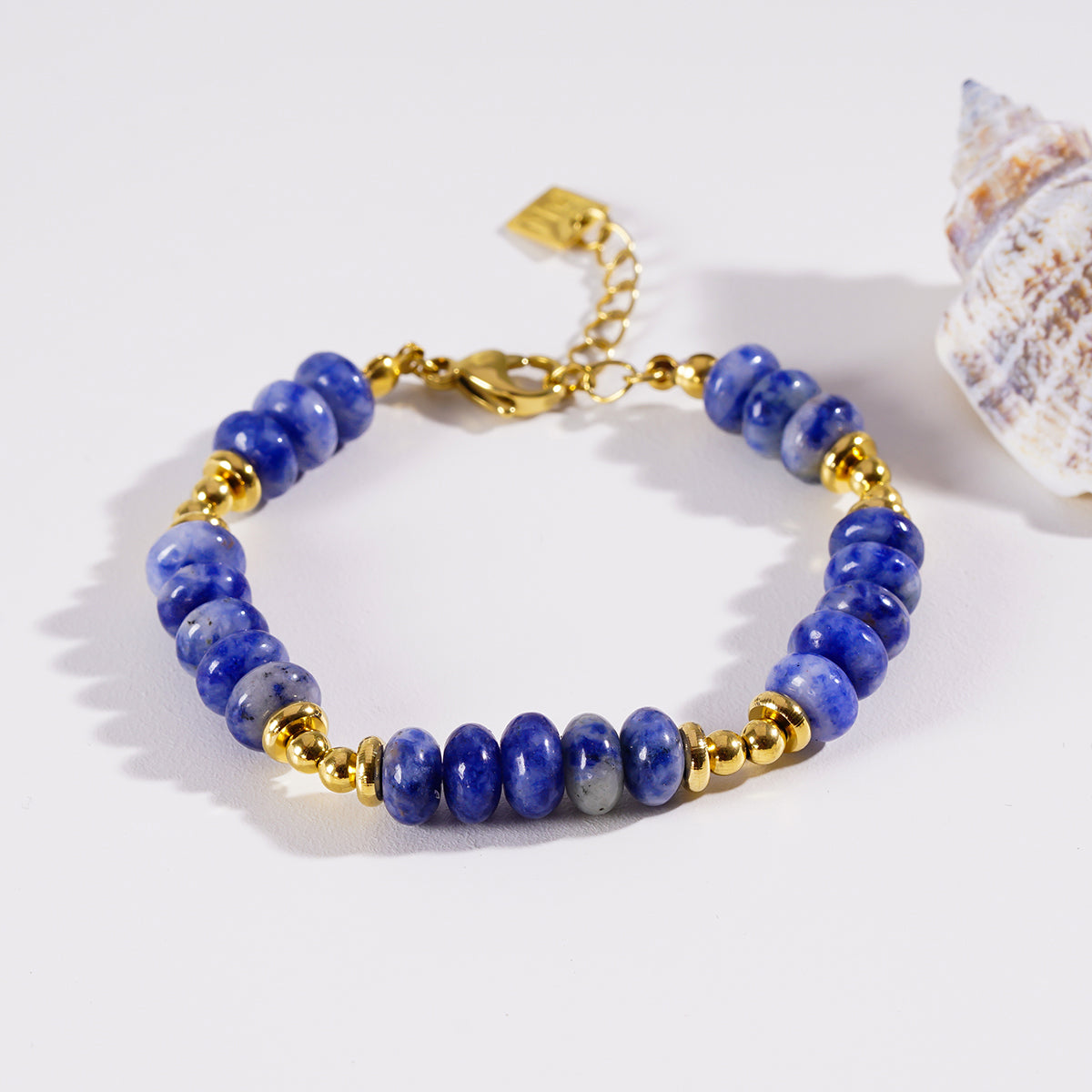 Style ELINA 7306: Sodalite Stone & Gold Beaded Modern Boho Bracelet