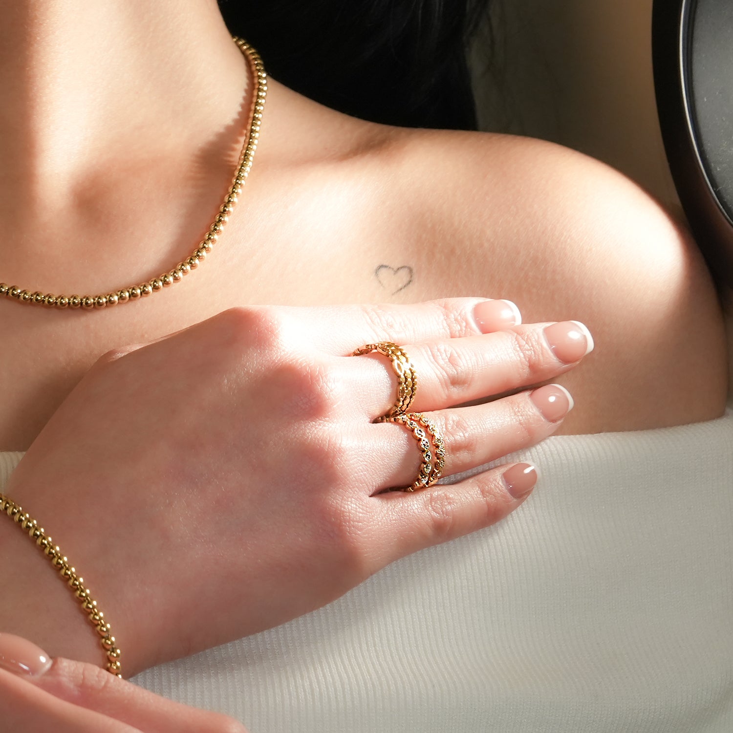 Double stacked diamond ring store