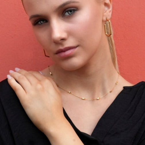 ERISSA: Trio Square-Beads Dainty Gold Chain Necklace