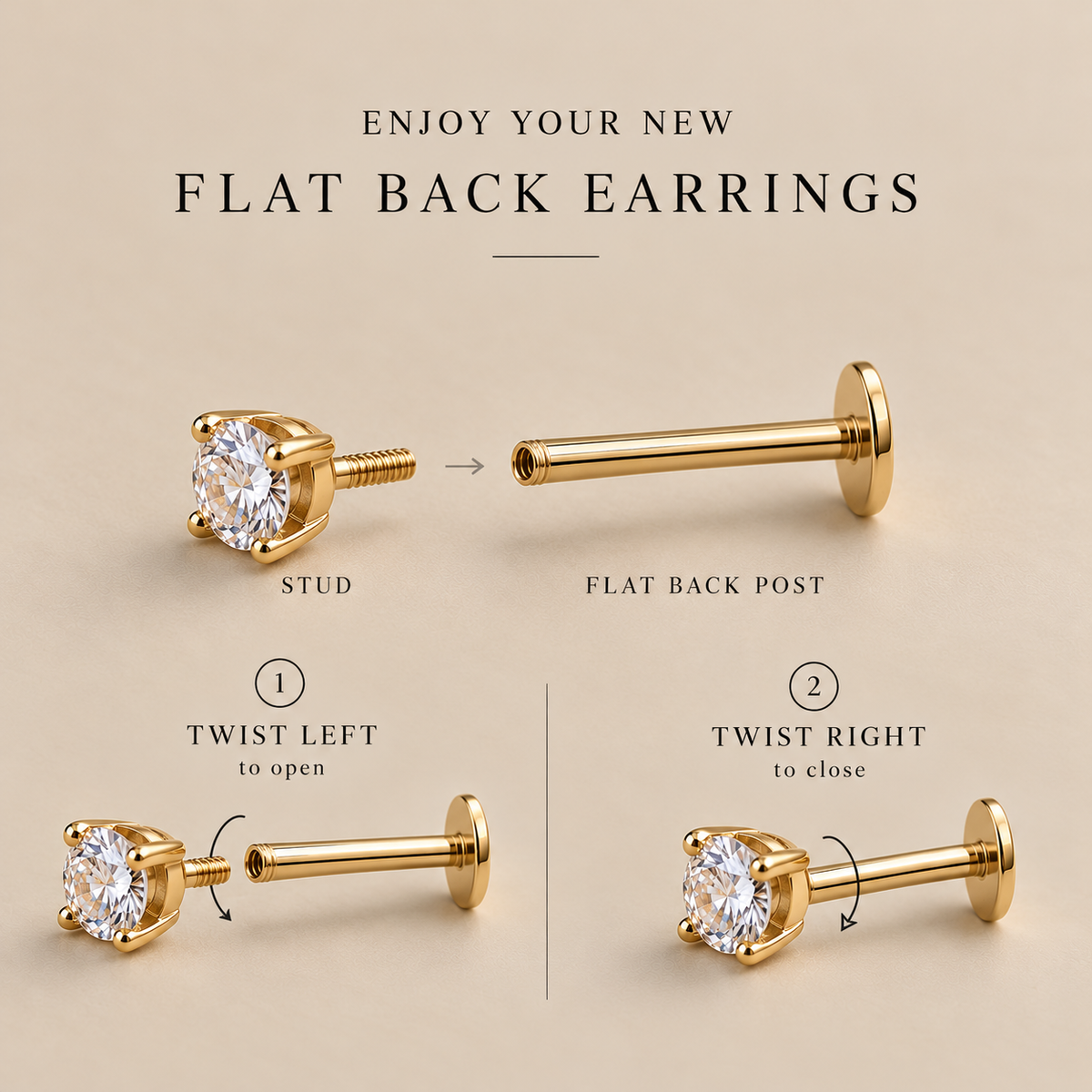 Flat Back Gold Studs