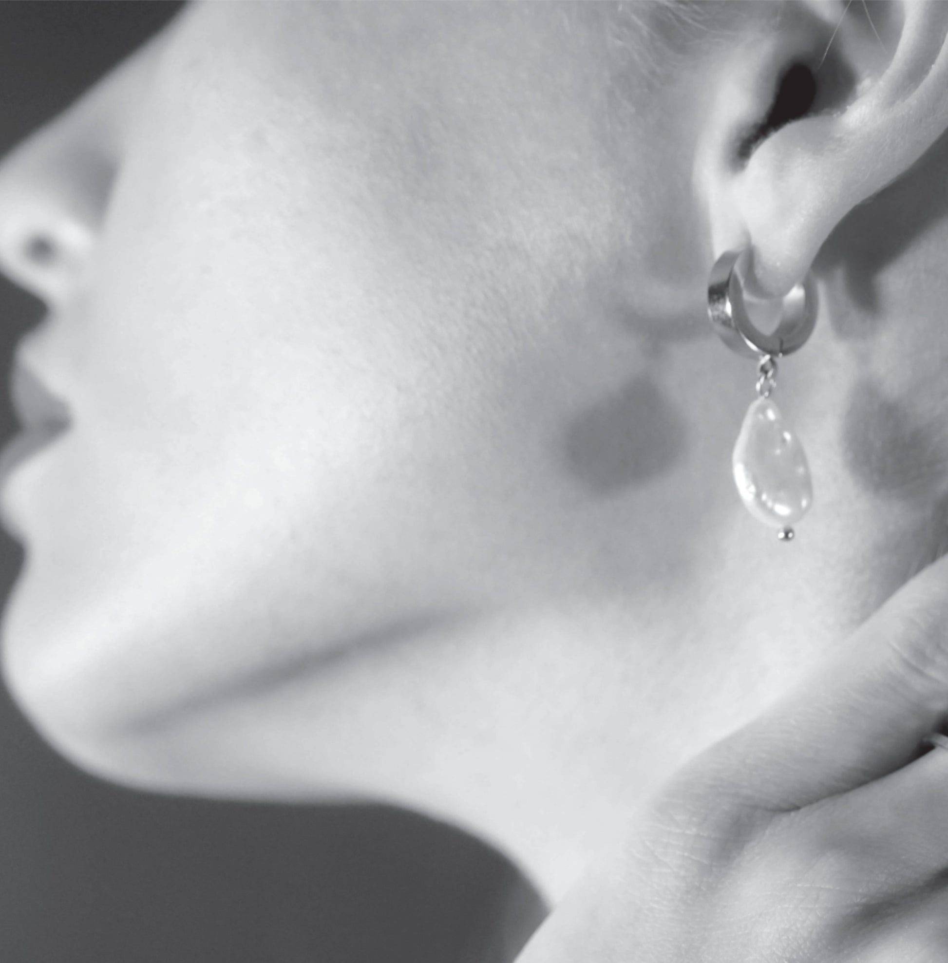 GAIA White Gold (Silver Toned):  Baroque Freshwater Pearls on Wide Mini Hoops