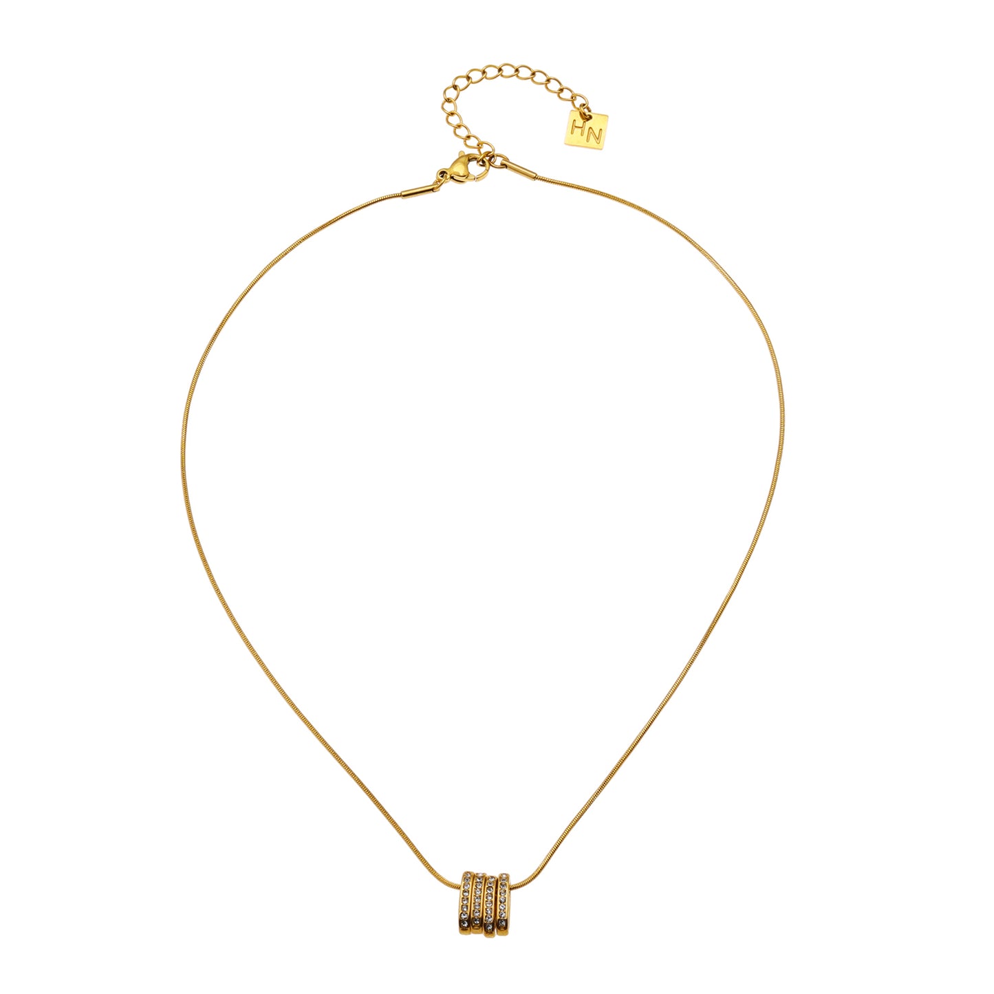 hackney-nine | hackneynine | Style GARNA 36318: Mini Snake-Skin Chain with Zirconia-Adorned Oval Shaped Charms
