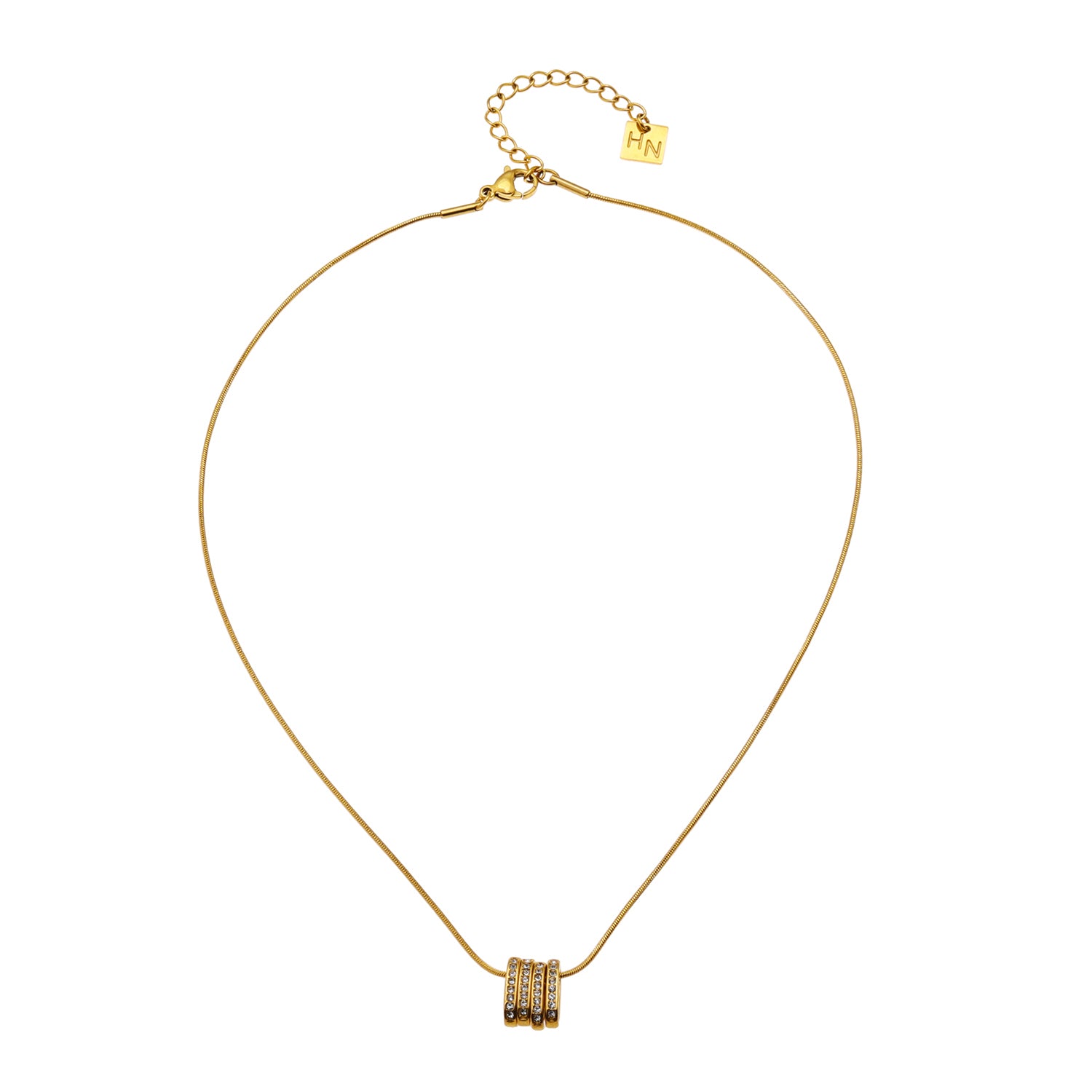 hackney-nine | hackneynine | Style GARNA 36318: Mini Snake-Skin Chain with Zirconia-Adorned Oval Shaped Charms