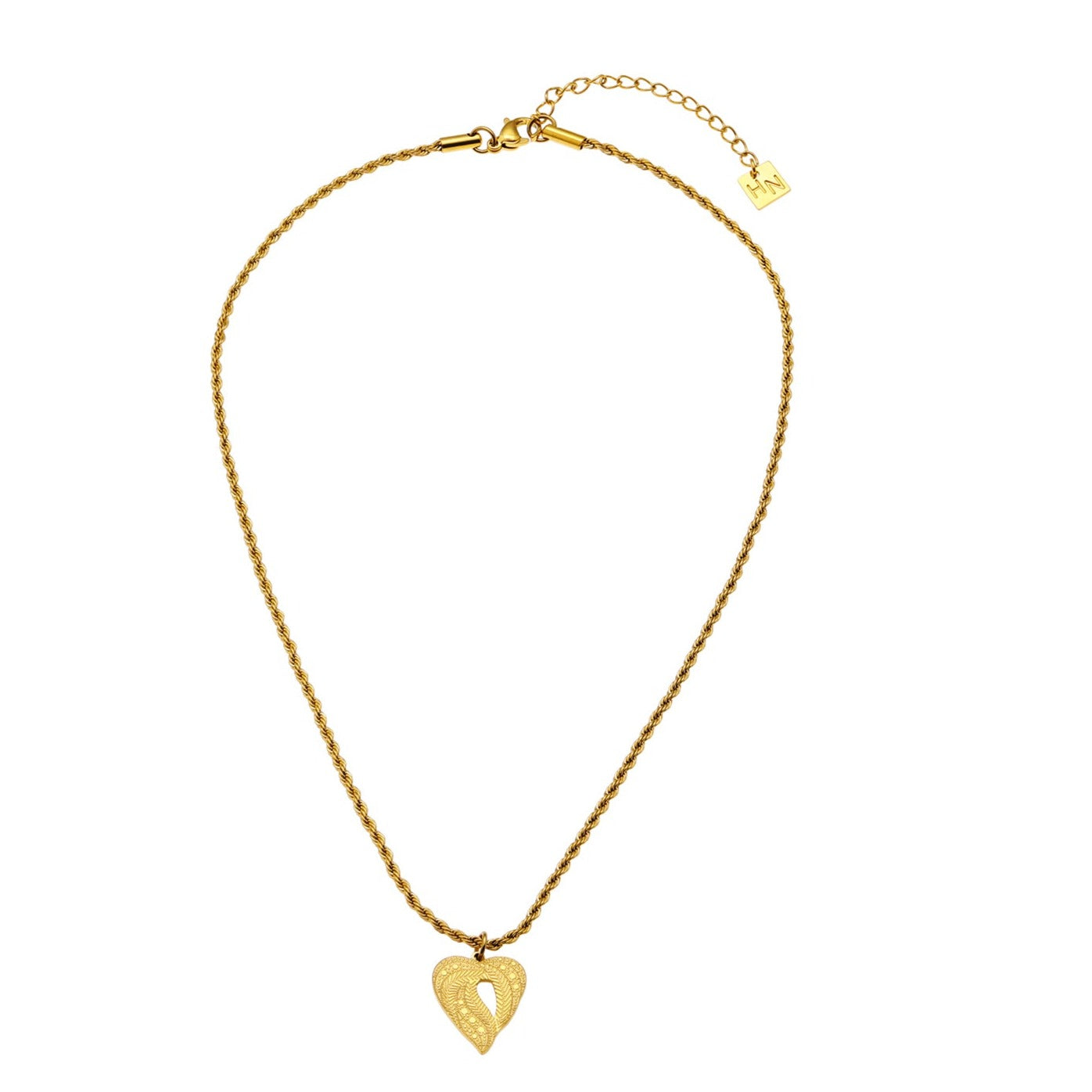 hackney-nine | hackney-nine-jewellery | Style GIVERNY 45242: Ornate Abstract Heart Pendant on a Rope Chain Necklace.