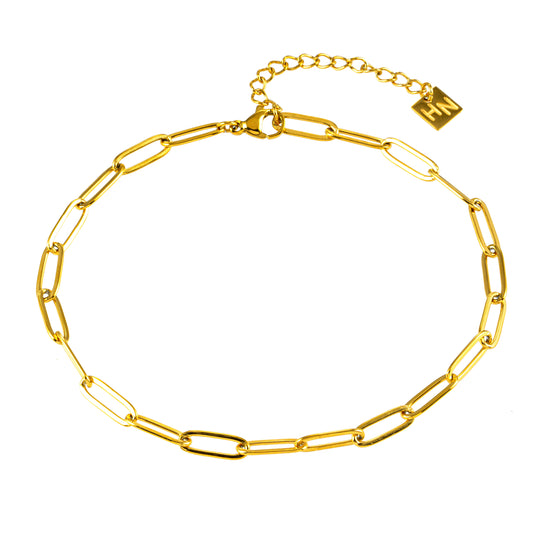 Style HAKILA LG 5800G: Essential Gold Chain Link Paper-Clip Anklet.