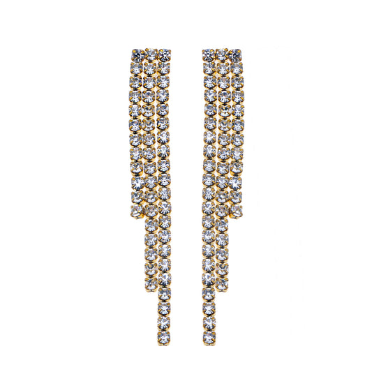 hackney-nine | hackneynine | Style JOSEFINA 75089: Three-String Zirconia Bead Drop Earrings