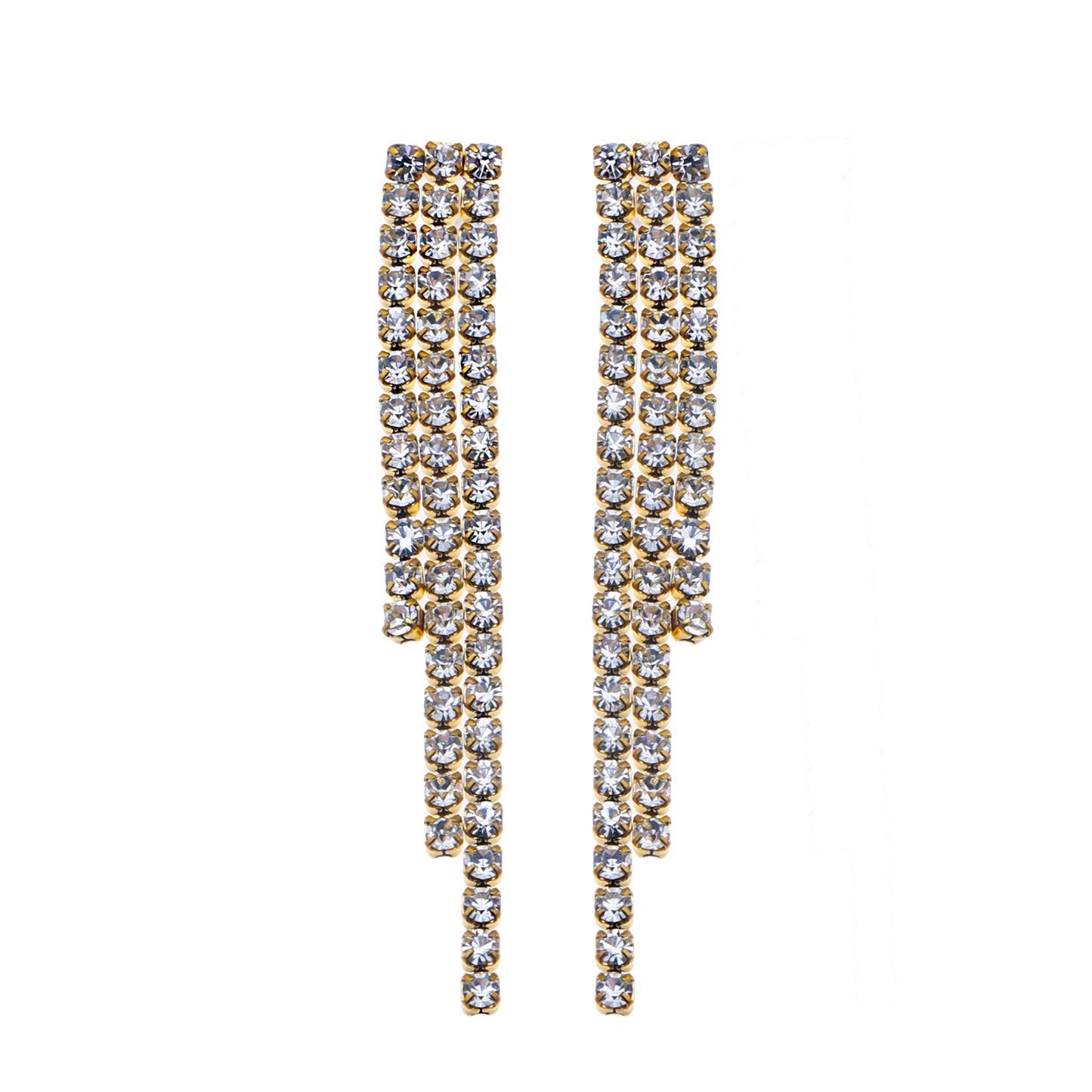 hackney-nine | hackneynine | Style JOSEFINA 75089: Three-String Zirconia Bead Drop Earrings