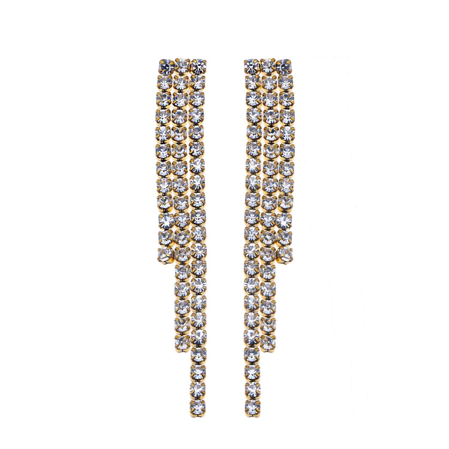 hackney-nine | hackneynine | Style JOSEFINA 75089: Three-String Zirconia Bead Drop Earrings