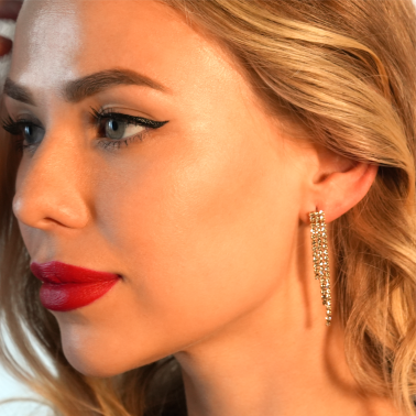 hackney-nine | hackneynine | Style JOSEFINA 75089: Three-String Zirconia Bead Drop Earrings