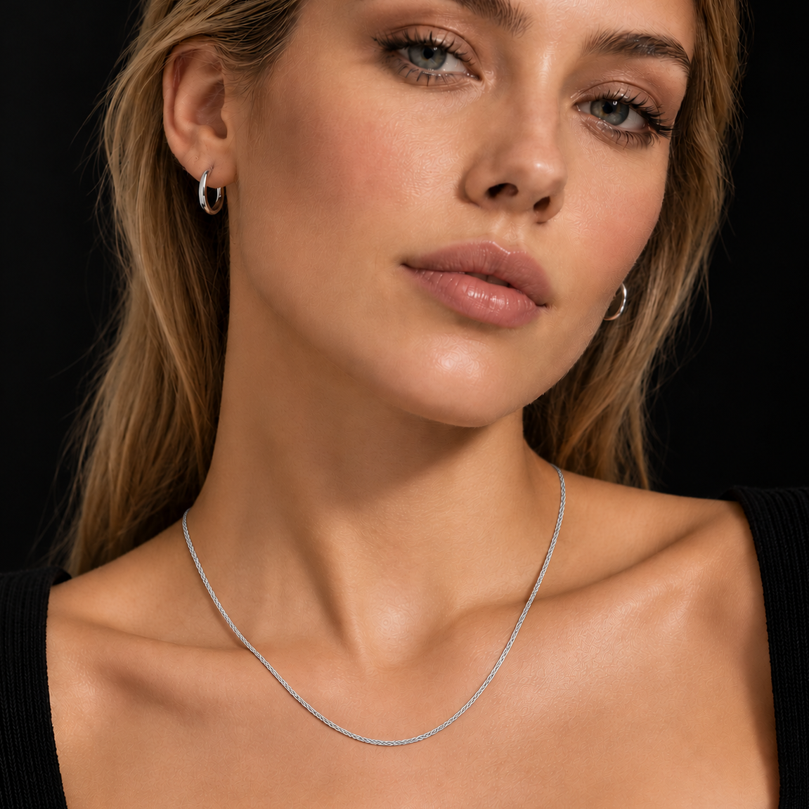 JOSEPHA Silver (White Gold): Mini Textured Dainty Chain