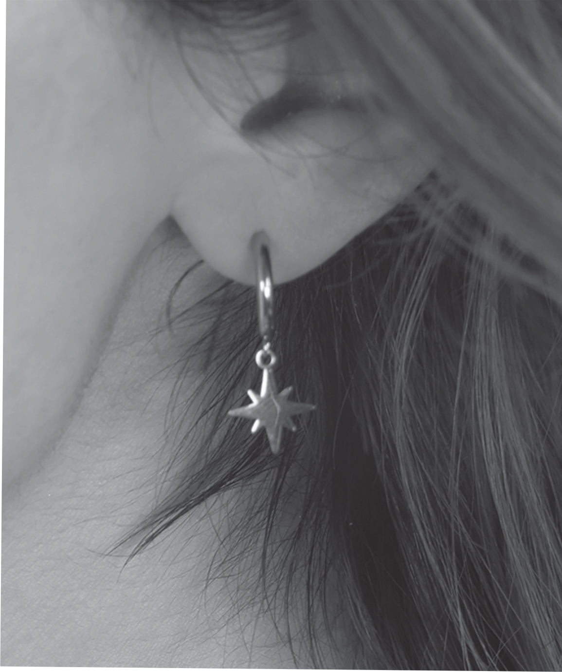 KAYLIN Silver: Mini Hoops with Star Charm Earrings