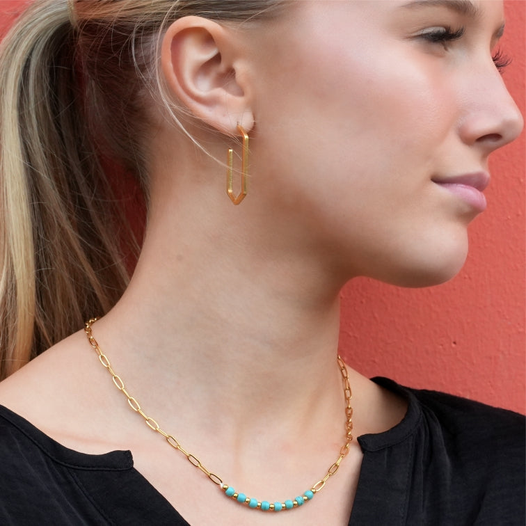 hackney-nine | Paper-Clip Linked Chain & CHALCHITE Stones Combination Necklace