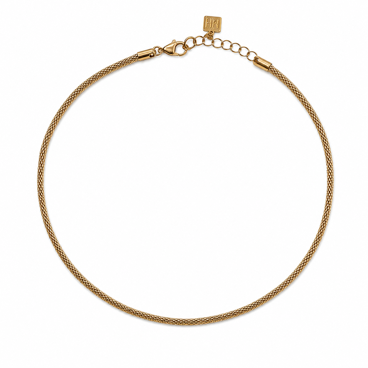 LOSEFA Gold: Woven Chain Necklace – Sleek Textured Semi-Statement Jewellery
