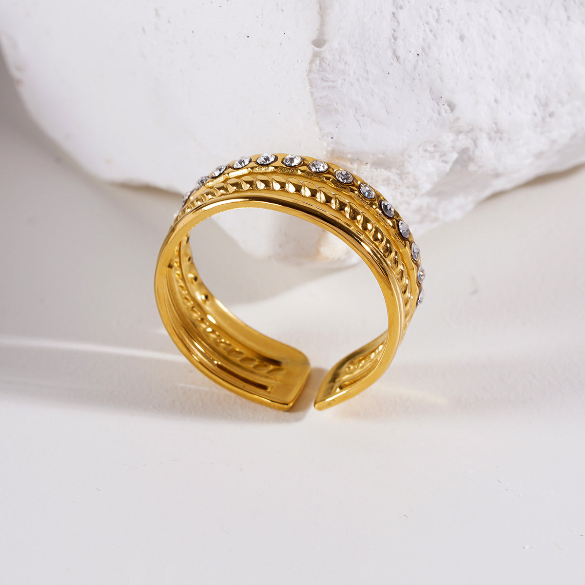LUMINA: Multi Stacked Zirconia Embellished Ring