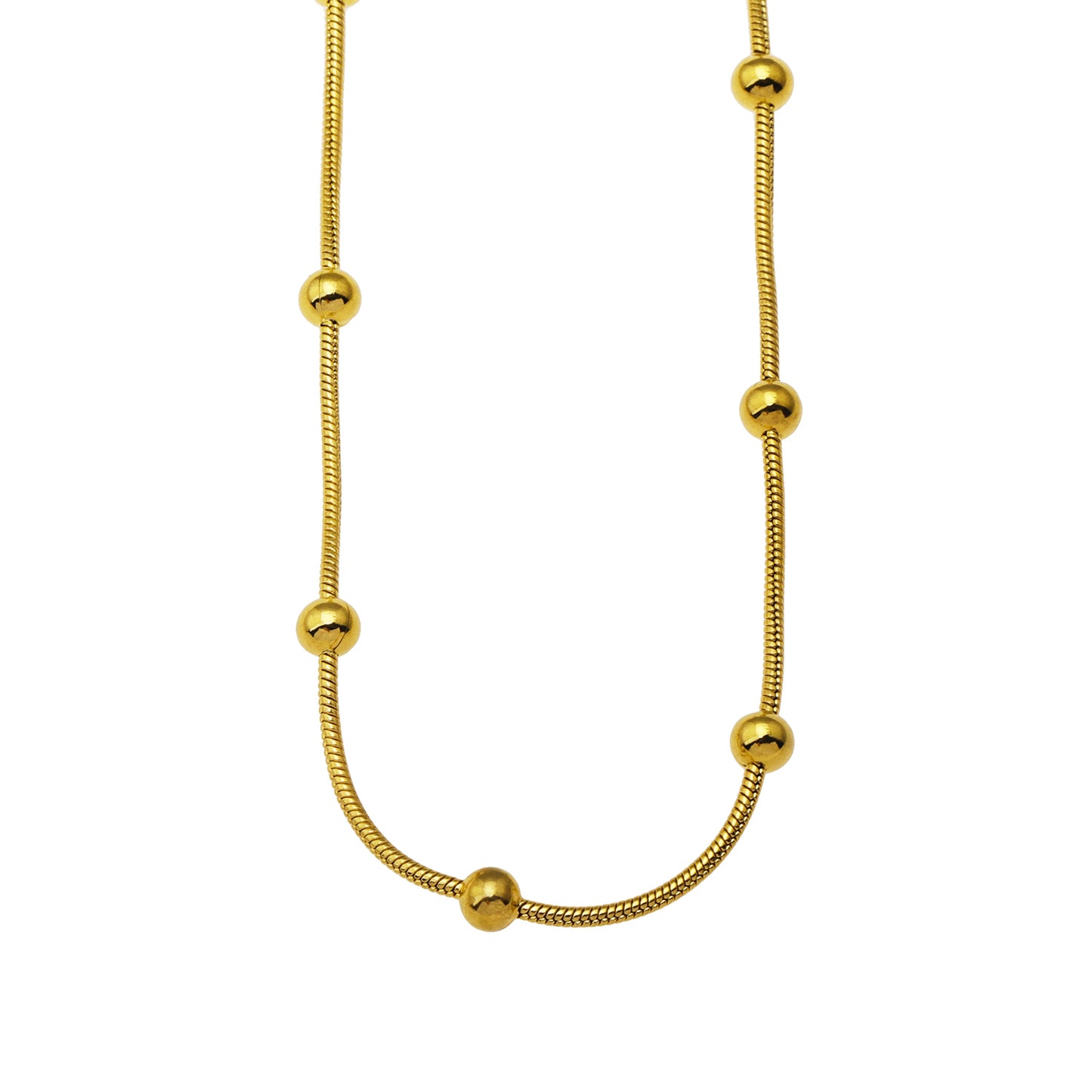 hackneynine | hackney-nine Style MAKARIA 10095: Snake-Skin Textured Chain Necklace with Ball Shaped Beads