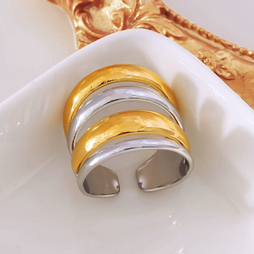 Mixue Rings MAKET Mixed Metals: Multi Stacked Four Rings in One