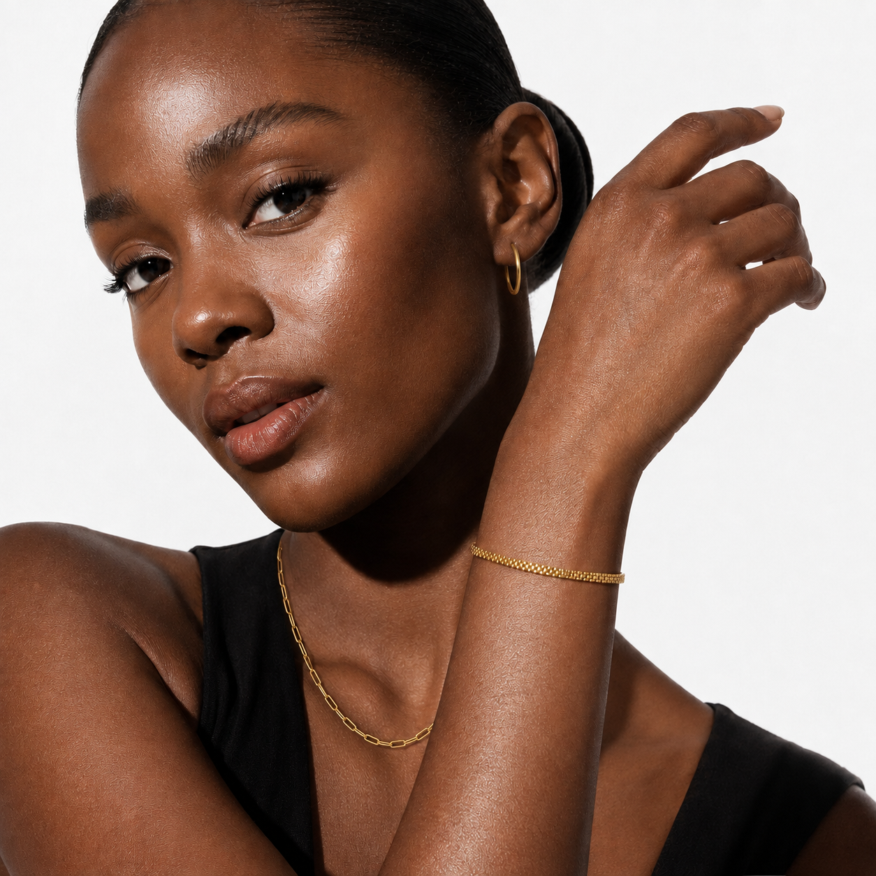 MANAIA Gold: Industrial Chic Double Row Box Chain Bracelet