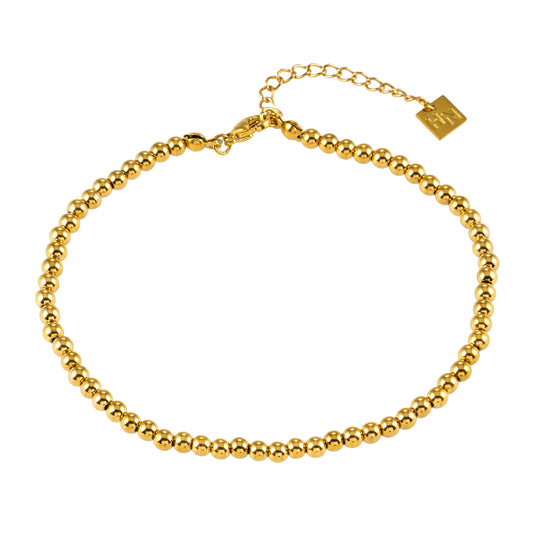Style MANAMI LG 7750G: Ball-Beads Contemporary Chain Gold Anklet.